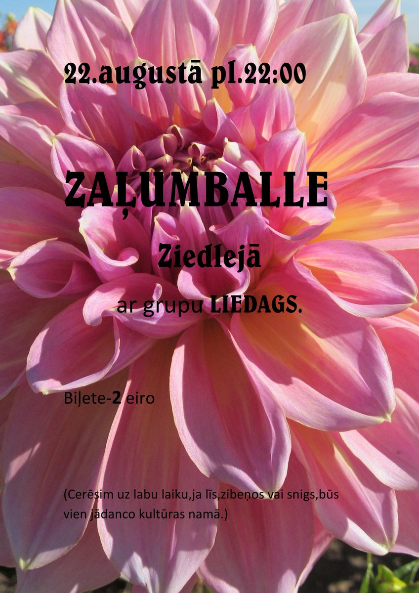 Alsungasnovads's tweet image. 22.augustā plkst.22.00 Zaļumballe Ziedulejā @Alsungasnovads