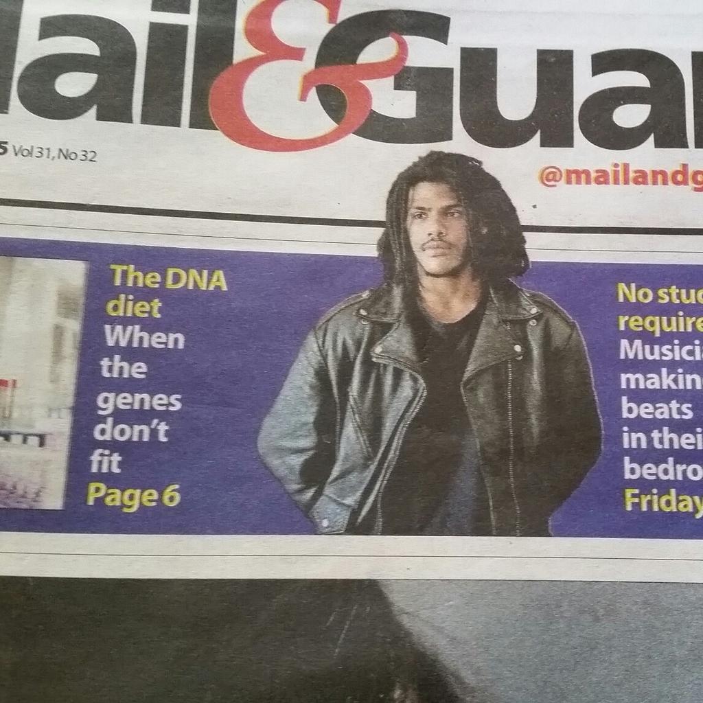 IndigoReign_'s tweet photo. So this was cool.Cover of Mail&Guardian today.I dont make beats tho๐ Article is abt new musicians in SA. #IndigoReign http://t.co/k3o9cCkpAJ