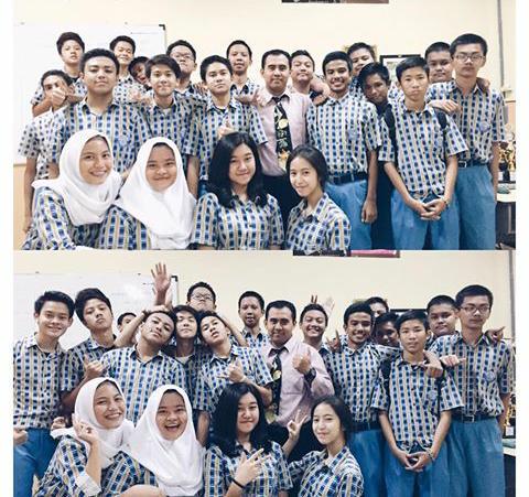 CJRmyBeloved's tweet photo. Siswa &amp; Wali Kelas X MIA 2 😎

Bener nggak baal? :D @iqbaale http://t.co/7I7w9C2Dc3