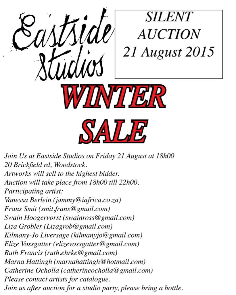 StudioCpt's tweet image. Silent auction 21 August 2015... Save the date!