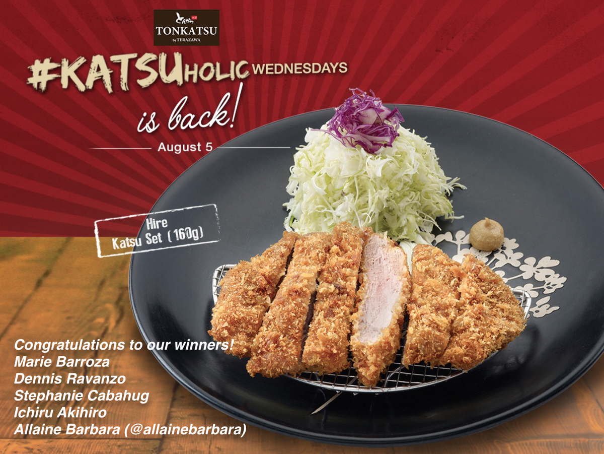 TonkatsuPh's tweet photo. Congratulations to the winners of the #Katsuholic challenge! Send us a PM on FB to find out how to claim your prize! http://t.co/OnIYPdGPk8