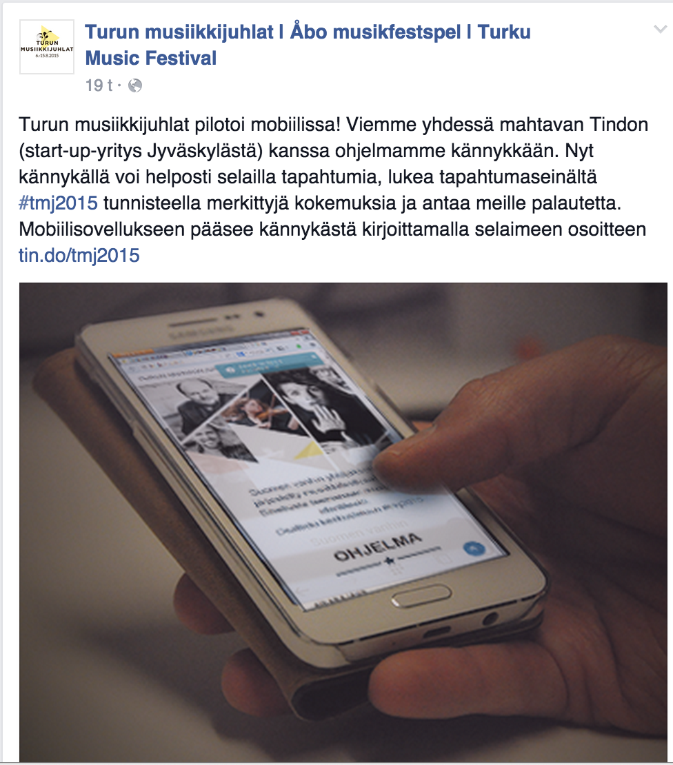 tindoapps's tweet photo. Wow, suurkiitos #tmj2015! Ilo olla avuksi :-) #tindo #mobiiliapplikaatio #käsiohjelma http://t.co/pbVniJJJew #mobiili http://t.co/SKKjmWyZOL