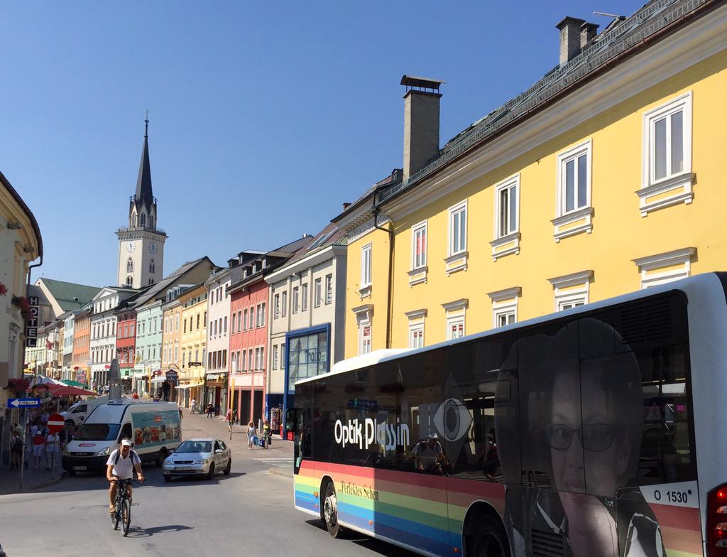insidetravellab's tweet image. Tore myself away from the spa for a quick glimpse of Villach. Buses match the street! #visitaustria #12hotels
