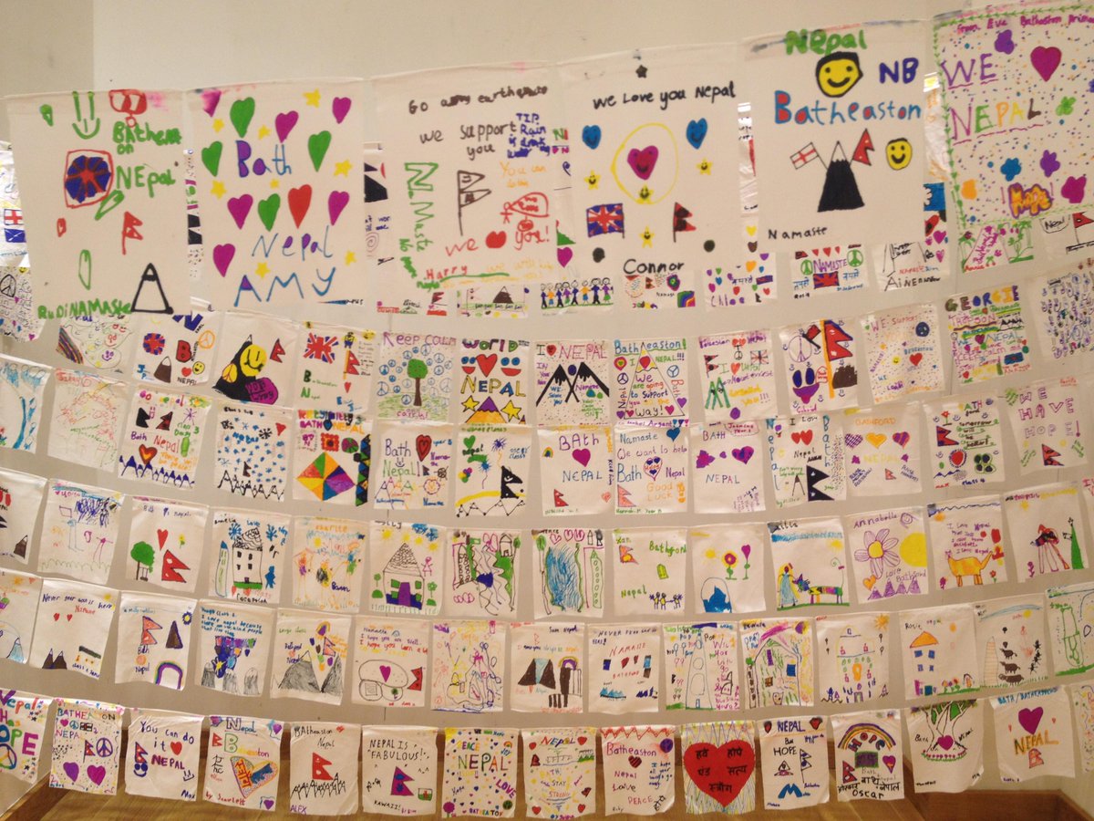 gannepal's tweet image. @BathChron #Bath Kids' Nepalese flag exhibition (&amp;amp; free art workshop) now open in Little Southgate, City Centre
