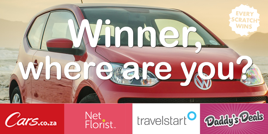 daddysdeals's tweet photo. The winner of the VW Up has been notified but not yet responded. Go check your emails now. #scratchwin http://t.co/NZFbGGKys2