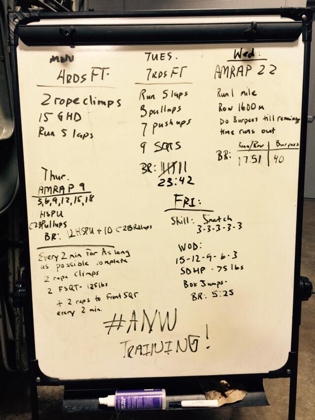 There's my week!!! #whiteboard #ANW <a href="/ninjawarrior/">Ninja Warrior</a> <a href="/CrossFit/">CrossFit</a> Now for tomorrow?!?!?