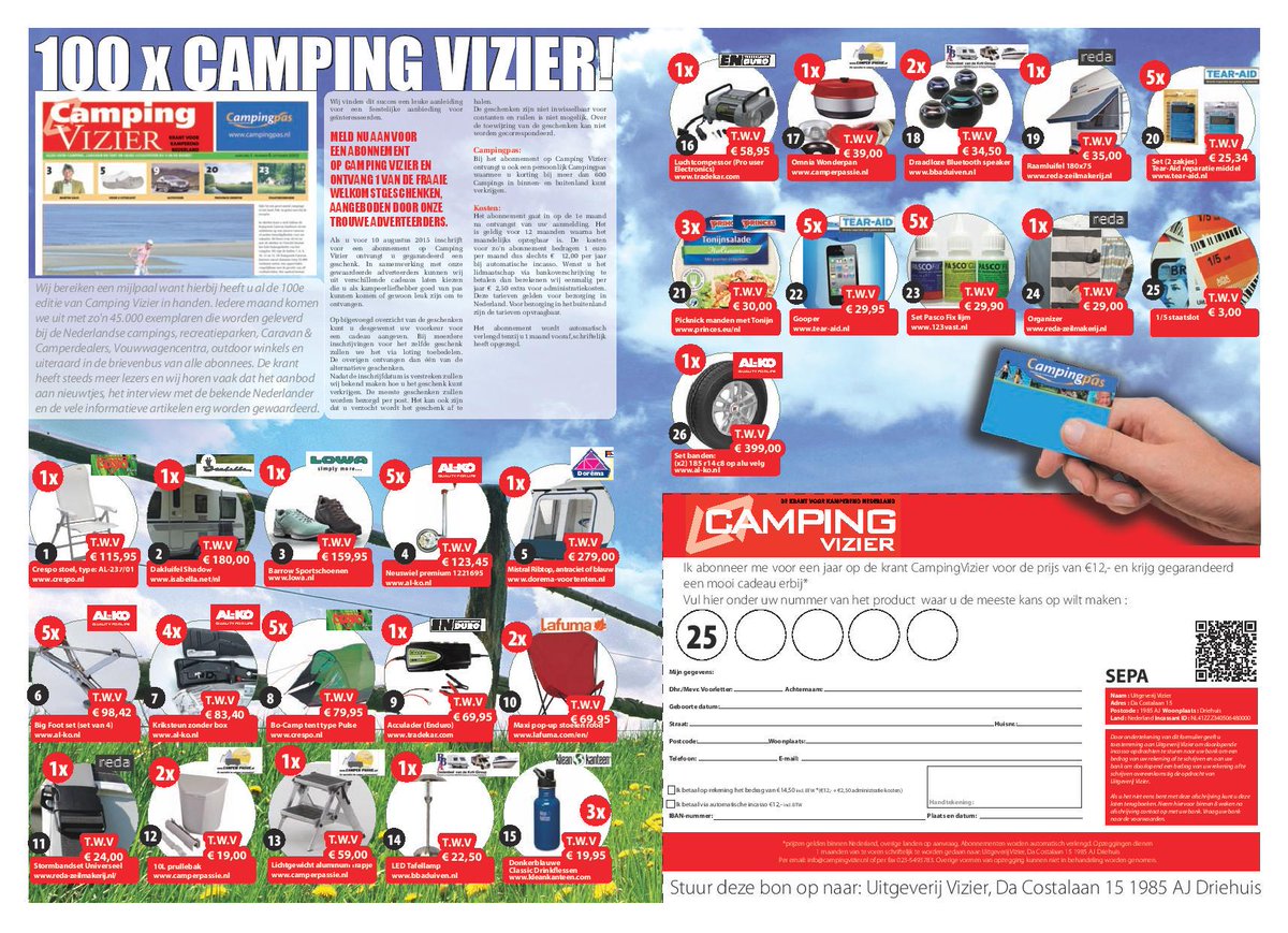 Nog geen abonnement! Neem nu een abonnement op de Campingvizier en ontvang een welkomstcadeau tinyurl.com/osavxqa