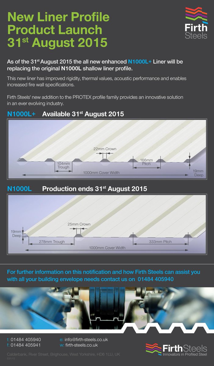 firthsteels's tweet image. New addition to the Protex profile family. A brand new liner profile. Available at the end of August. #profiledsteel