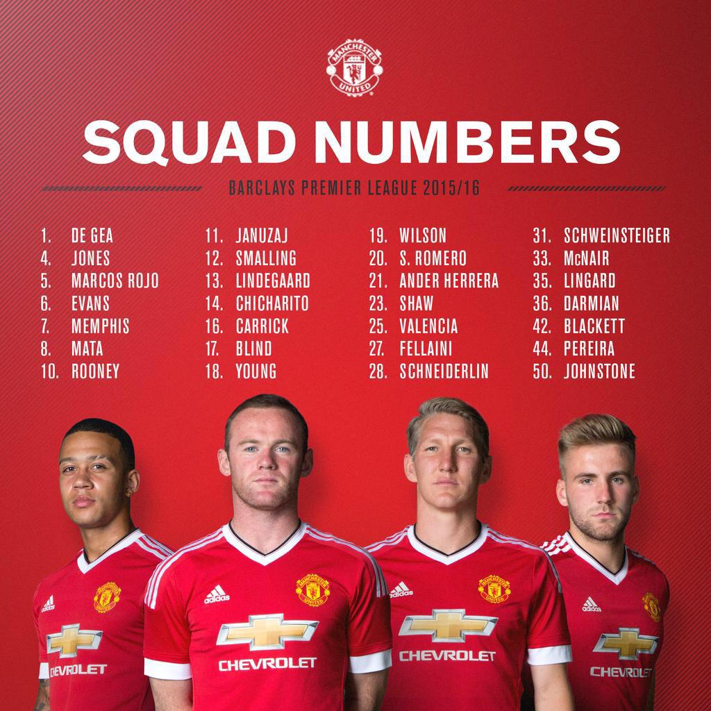 ManUnitedWorld's tweet photo. 2015/16 squad numbers confirmed! #MUFC http://t.co/tmGue6X84C