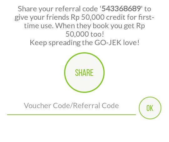 Download app nya di appstore, input kode "543368689" &amp; dapatkan voucher 50ribu gojek kredit. Saya sudah buktikan.