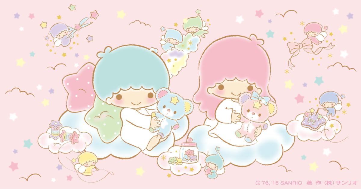 cloud stuffed toy smile pink hair teddy bear star (symbol) multiple girls  illustration images