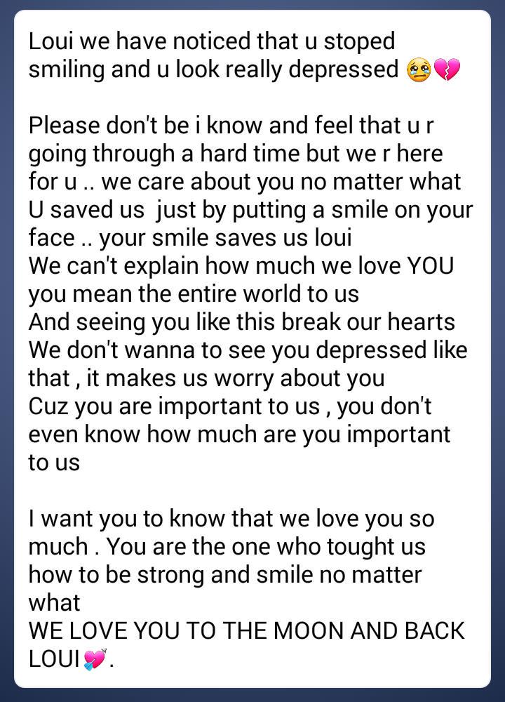 Tasnem5sos's tweet photo. I hope he will read it 😢❤
#LouisWeLoveYou #Louiskeepsmiling
@Louis_Tomlinson http://t.co/OLAJGLs8Kw