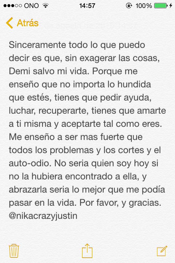 monicachekea's tweet photo. Por favor, todo lo que necesito es abrazarla, no os imagináis todo lo que Demi significa para mi. #CCMELovers http://t.co/la2cc6UTSF