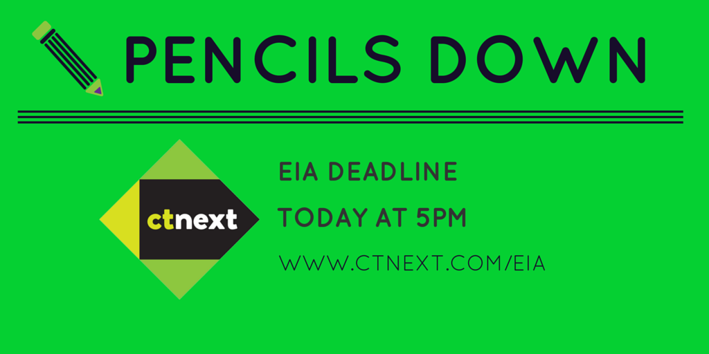 ctnext's tweet image. This is it! Last day to send in your EIA application for a chance to win $10k. So...get movin! bit.ly/1HeVdCf