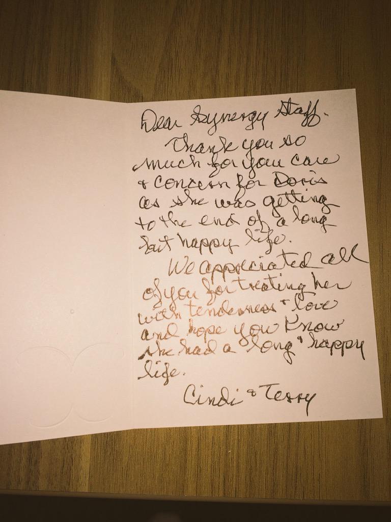 SYNERGYofCR's tweet photo. What a beautiful gift from a family we recently cared for! #CRCare http://t.co/6Vy5RTY9Ac