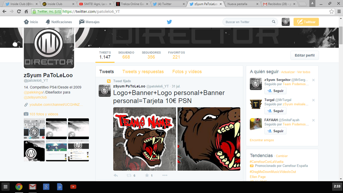 PaToLeLoo's tweet image. AYUDA ESTE CLUB NO ME HA PAGADO EL LOGO Y EL BANNER RT PARA QUE SE SEPA, AYUDA, QUE SON MUCHAS HORAS DE TRABAJO