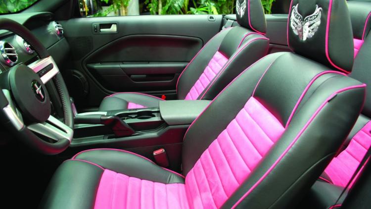 LilyAnneJames's tweet photo. The inside of my pink mustang, thanks Dad. 
#PinkMustang http://t.co/3wuOYMKphk