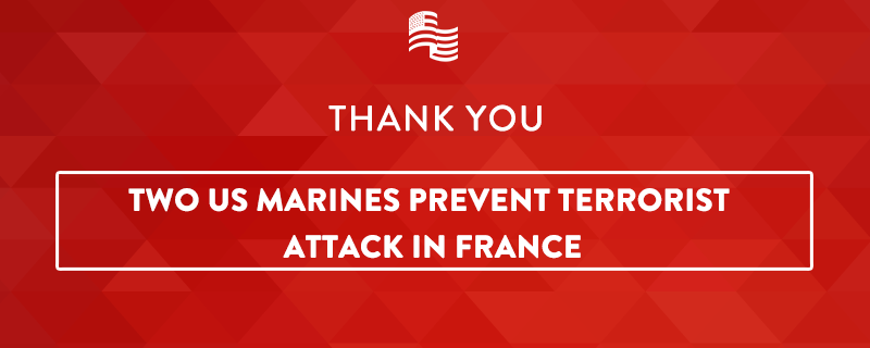 SecureAmerica's tweet photo. Hours ago two US Marines prevented a terrorist attack in France. Join us in thanking them by retweeting this. http://t.co/eop4ZCnqx3