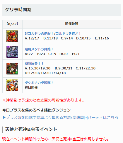 パズドラ攻略 Gamewith おはようございます ٩ W و 本日のゲリラはゴルドラ 絶メタ 関銀屏です 終日開催はタケミナカタ降臨です Http T Co Cc600wgsf0 パズドラ ゲリラ時間割 Http T Co Jyqtjriuoj Twitter