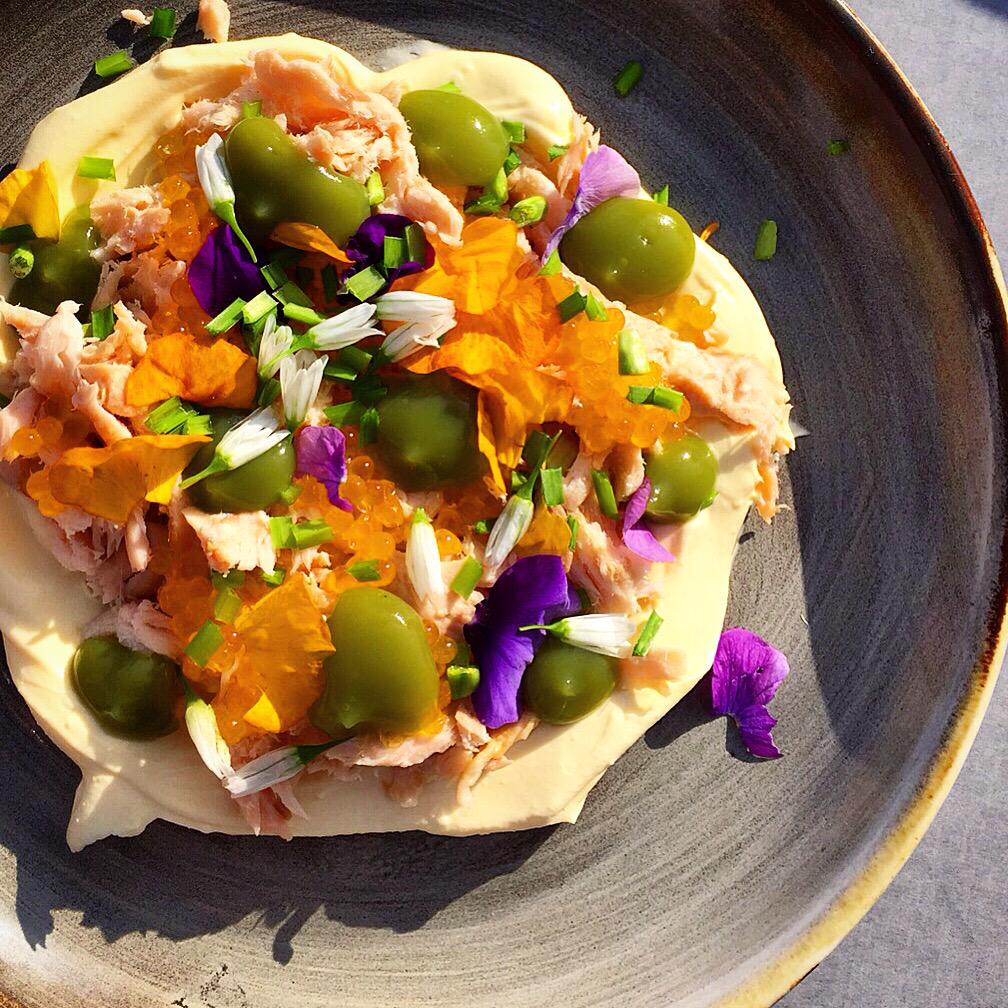 Layered pretzel, Smoked Trout  <a href="/yarvalleycaviar/">Yarra Valley Caviar</a> Pepe Saya Creme Fraiche &amp; Fine herb by <a href="/chefmattstone/">Matt Stone</a> <a href="/OakridgeWines1/">Oakridge Wines</a>