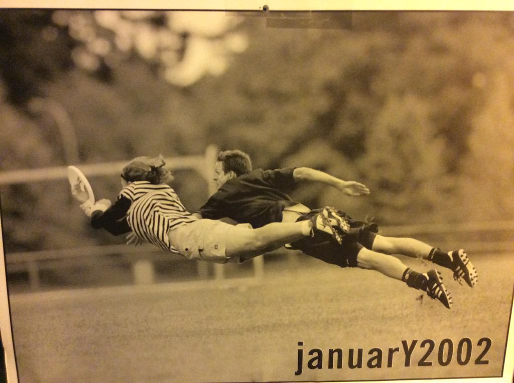 Leslie Calder playing against Will Henry (trying out for <a href="/SockeyeUltimate/">frisbeesockeye</a>) at FlowerBowl in 2001. #womeninultimate