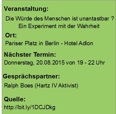 Hartz4Regime's tweet photo. Nächster Termin mit Ralph #Boes vor dem Hotel Adlon am 20.August 2015 um 19 Uhr #Folterhungern http://t.co/MxCGFUPo5S http://t.co/EaSWDz1TL2