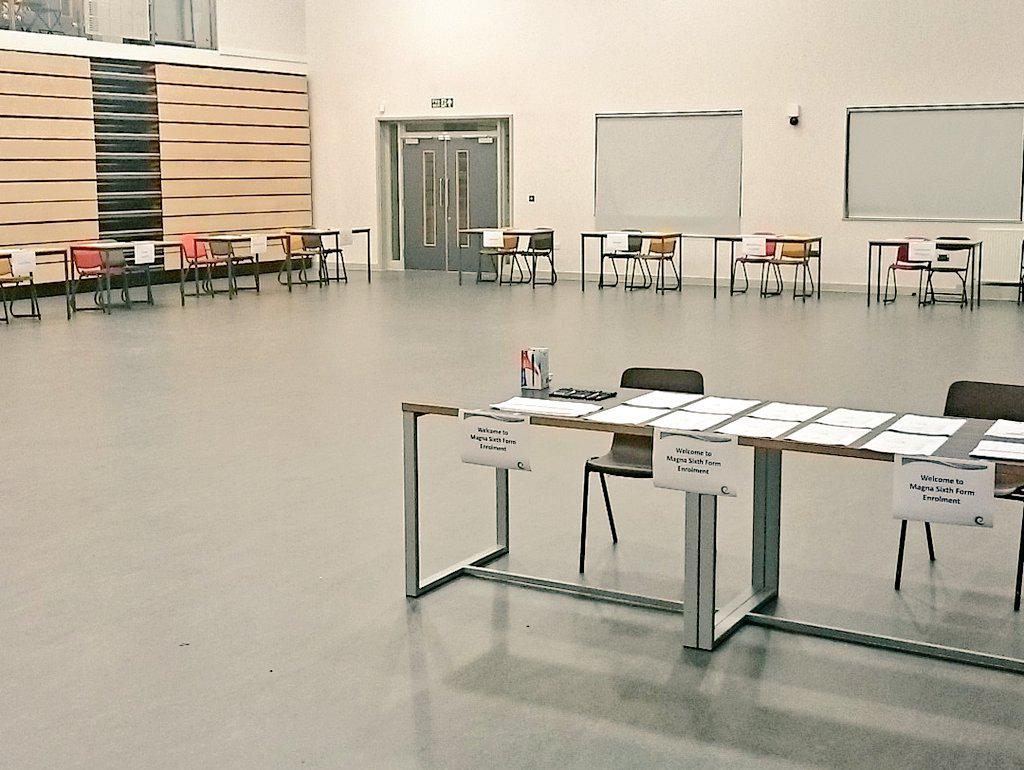 The main hall is ready for enrolment straight after collecting your #GCSE results!