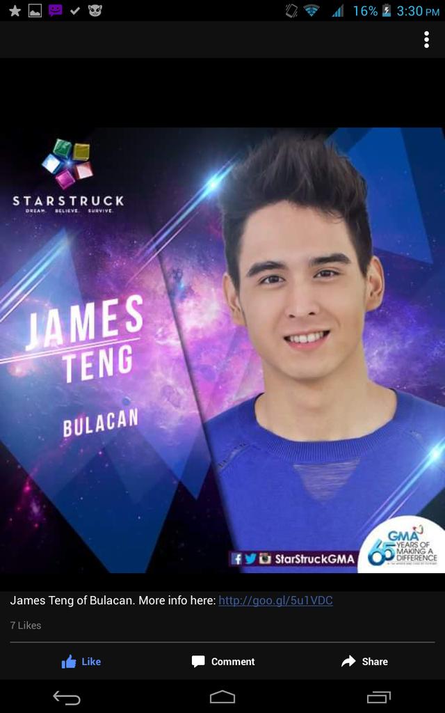 Dyooody's tweet photo. Guys! Pati pala yung boyfriend ni ate @nam031125 na si kuya @iamjamesteng kasali sa Starstruck! :D♥ :')) http://t.co/HzHltYzGGm
