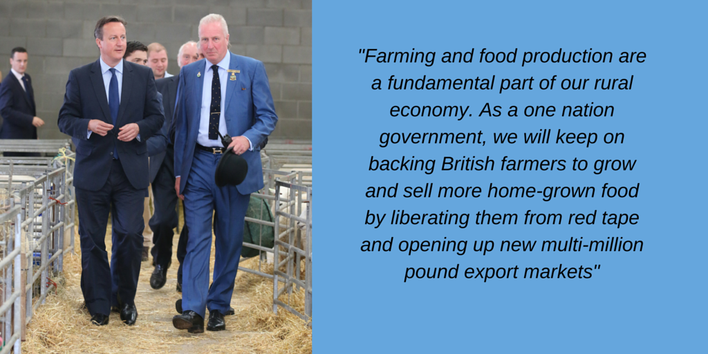 Prime Minister David Cameron supports a strong future for Britain's food and farming industry #farm24