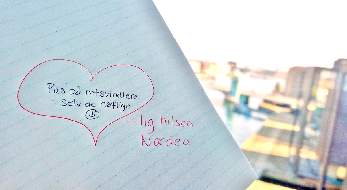 Nordea_DK's tweet image. Advarsel! Falsk mail i omløb fra &apos;Nodea&apos;. Den slutter af med &quot;Hjerteligt&quot;. Mailen er IKKE fra os! #netsvindel #paspå