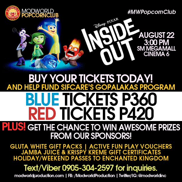 modworldinc's tweet photo. Tickets are still available for the #MWInsideOut block screening on Saturday, August 22! #MWPopcornClub http://t.co/Ge0lqgJu2Z