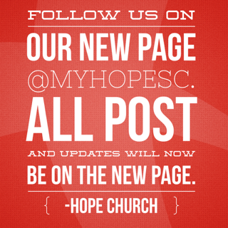 restorationRC's tweet photo. Hope Church starts this Sunday! All church info and post will now be on our new pages. Follow us @myhopesc. http://t.co/z23ZHhAlJg