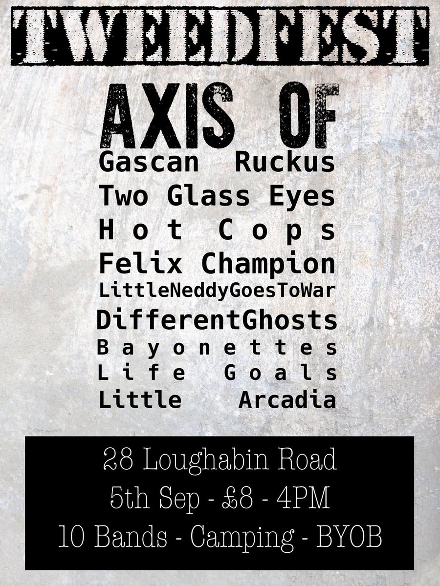 Chordblossom's tweet photo. #TweedFest returns for 2015 featuring @axisof @GascanRuckus @twoglasseyesuk &amp; more
http://t.co/7rKTagN8sE #nimusic http://t.co/V8Ivclravl