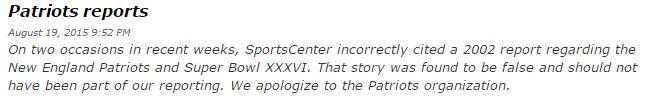 MutAtNightWEEI's tweet photo. .@espn's online apology to the Patriots. http://t.co/r4juhTb4yB