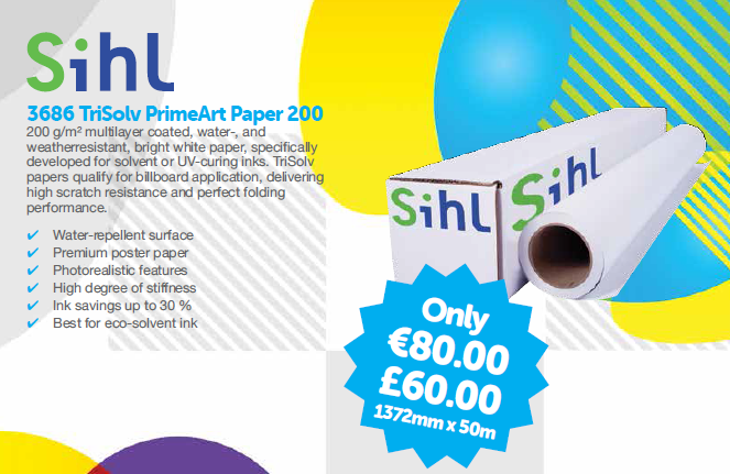SignageWow's tweet image. #Posterpaper #brightwhite 200gsm premium poster paper 1372mm x 50mtr rolls on special @ €80/ £60 #Savings #Digital