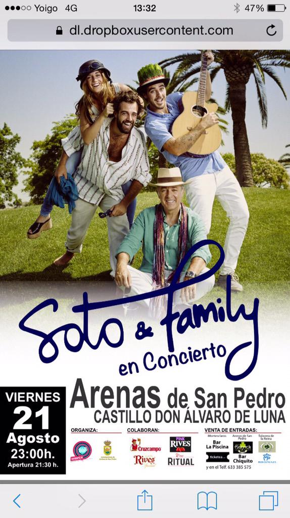 Viernes 21 tocamos en Arenas d San Pedro, precioso rincon al pie d #Gredos <a href="/SotoAndFamily/">SotoAndFamily</a>