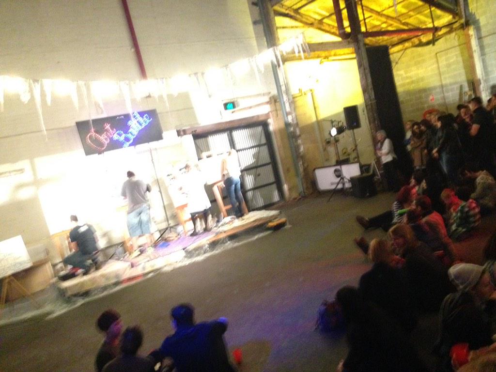 MadeADL's tweet photo. Red paint has been shed as the #artbattlespectacular gets serious. http://t.co/GlMiE434IG