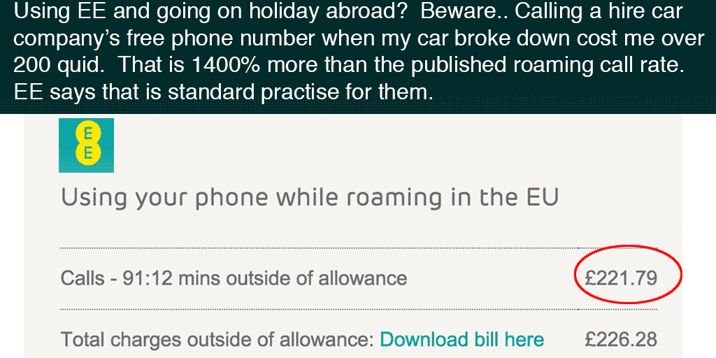 TotalMoodHoover's tweet photo. Got friends who use @EE and are going abroad on holiday? You might want to share this warning with them. #eescam http://t.co/mjlQW3wtvA