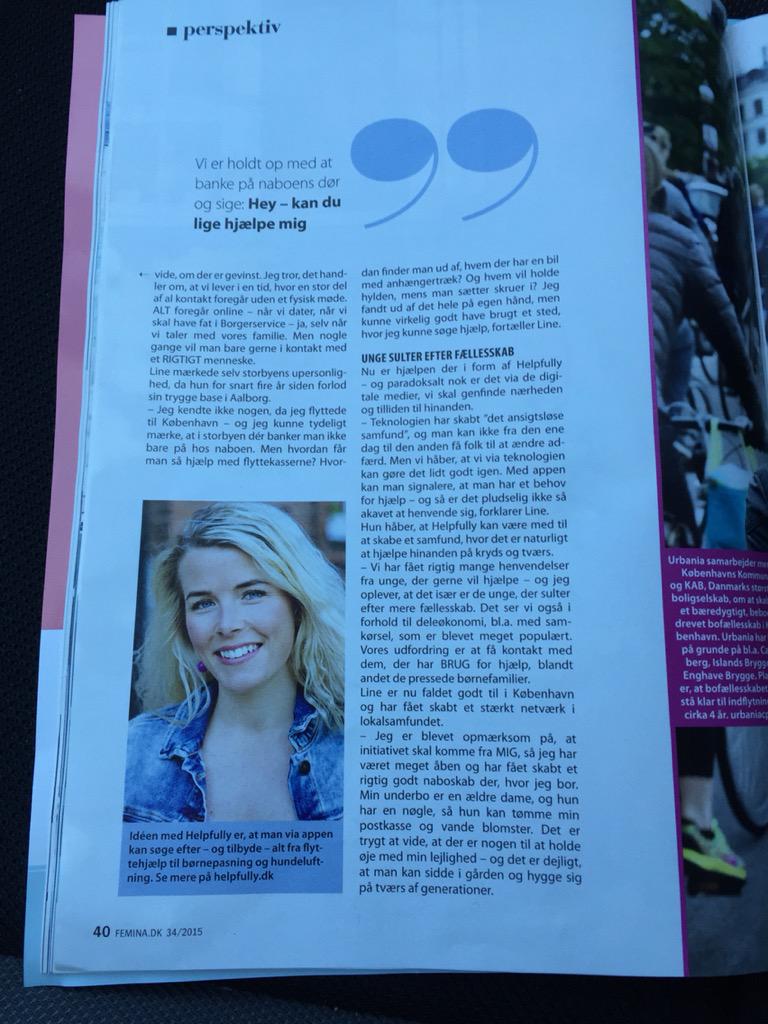 linesberger's tweet photo. Er i dagens @femina med fin artikel ;) @HelpfullyDK http://t.co/hRlrvchsnP