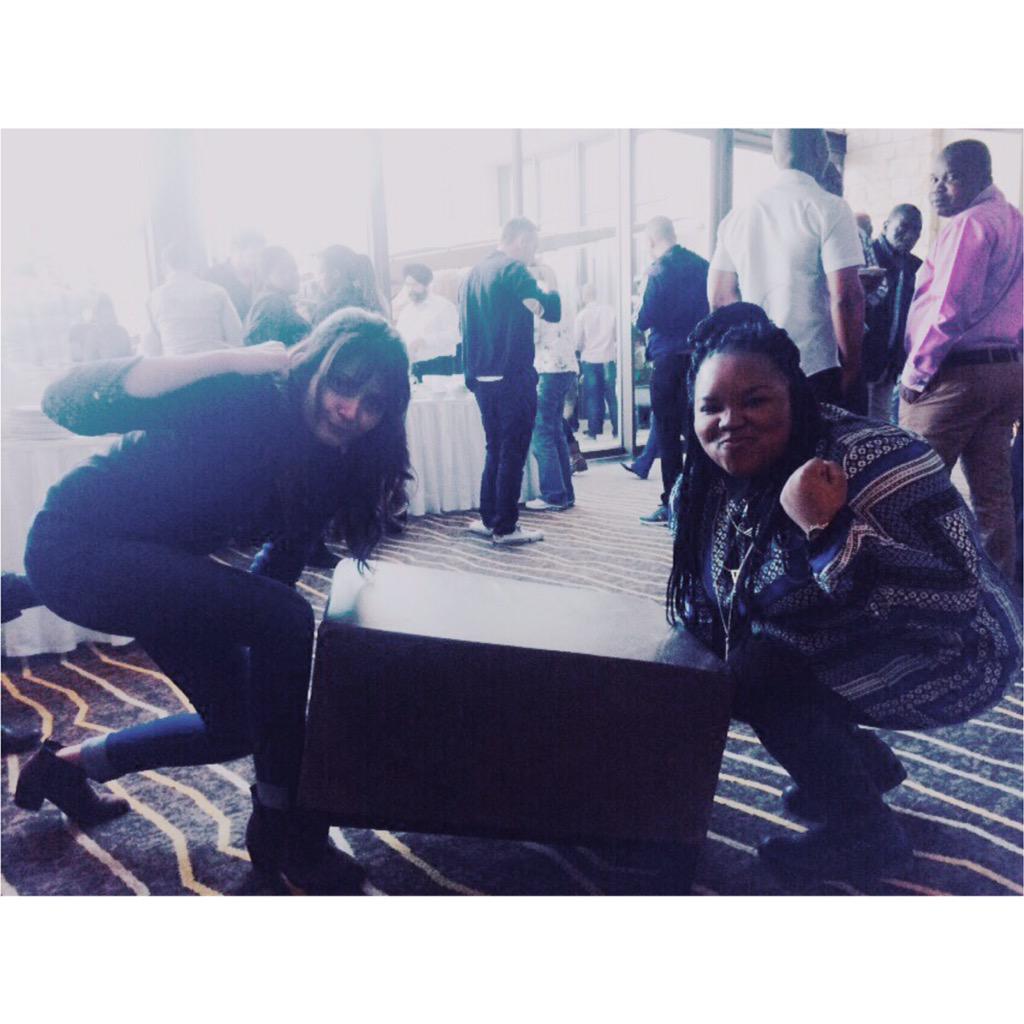 LeeMisa's tweet photo. Alice and I lifting chairs for more seating space. In the spirit of Collaboration I guess @PernodRicard_ZA #PRSA2015 http://t.co/HqAv0jTVtx
