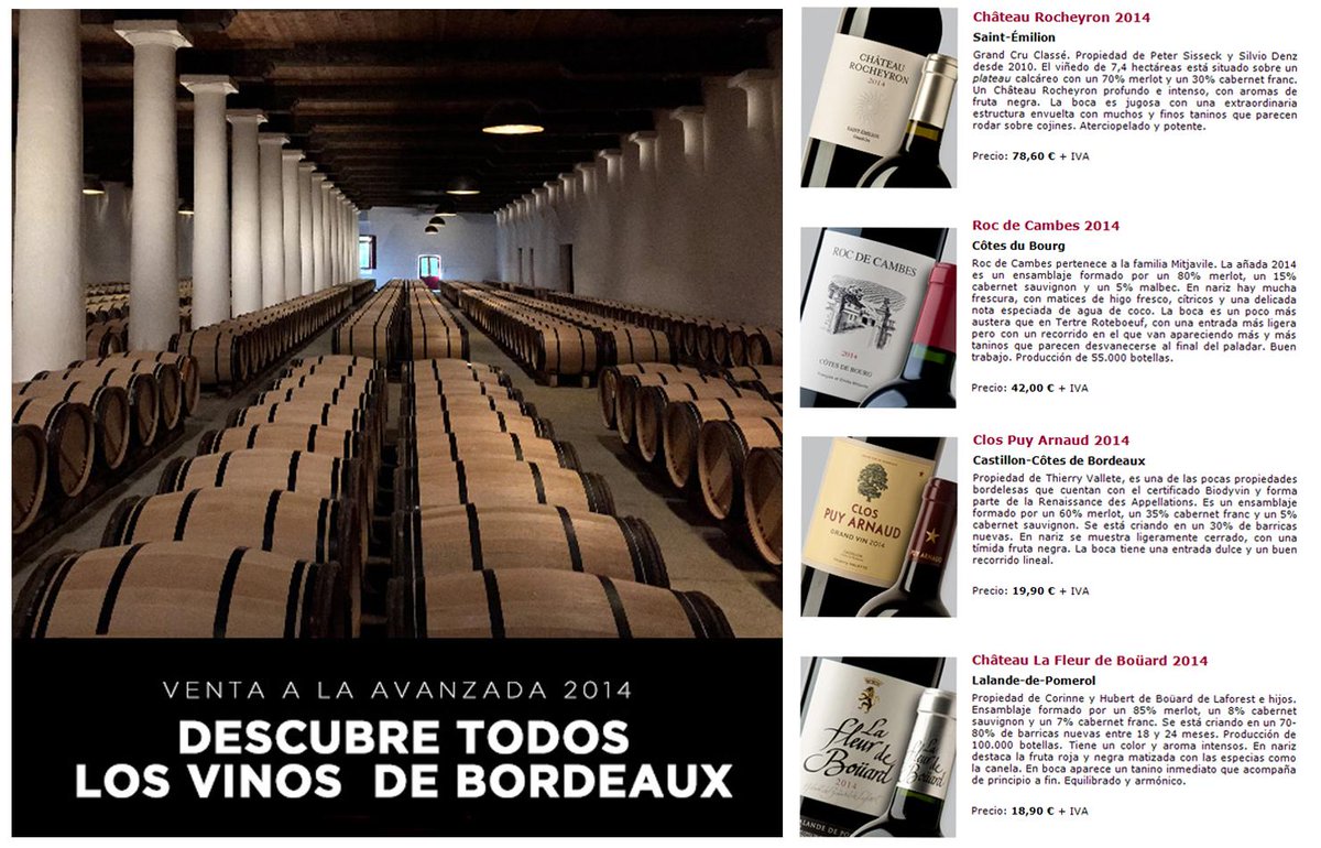 vilaviniteca's tweet photo. Descubre todos los vinos de Bordeaux. Venta a la avanzada 2014 #avan14
http://t.co/qGOWhHc1G4 http://t.co/GrZNYFQhPa