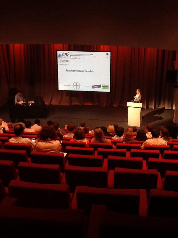 WAAVP2015's tweet photo. Cheering on @LivUni @IGHLiverpool Nicola Beesley for her talk on the epidemiology of fasciola in snail populations http://t.co/bTHYoIPeNV
