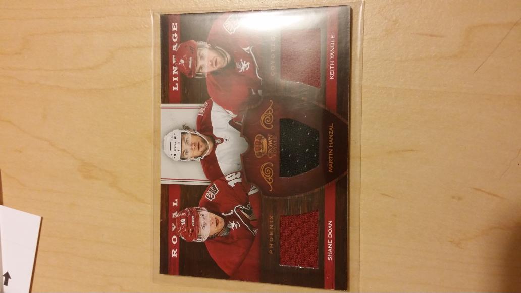 RandoHockeyCard's tweet image. #Coyotes #NHL #TriplePatch #Doan #Hanzel #Yandle #RandomHockeyCard