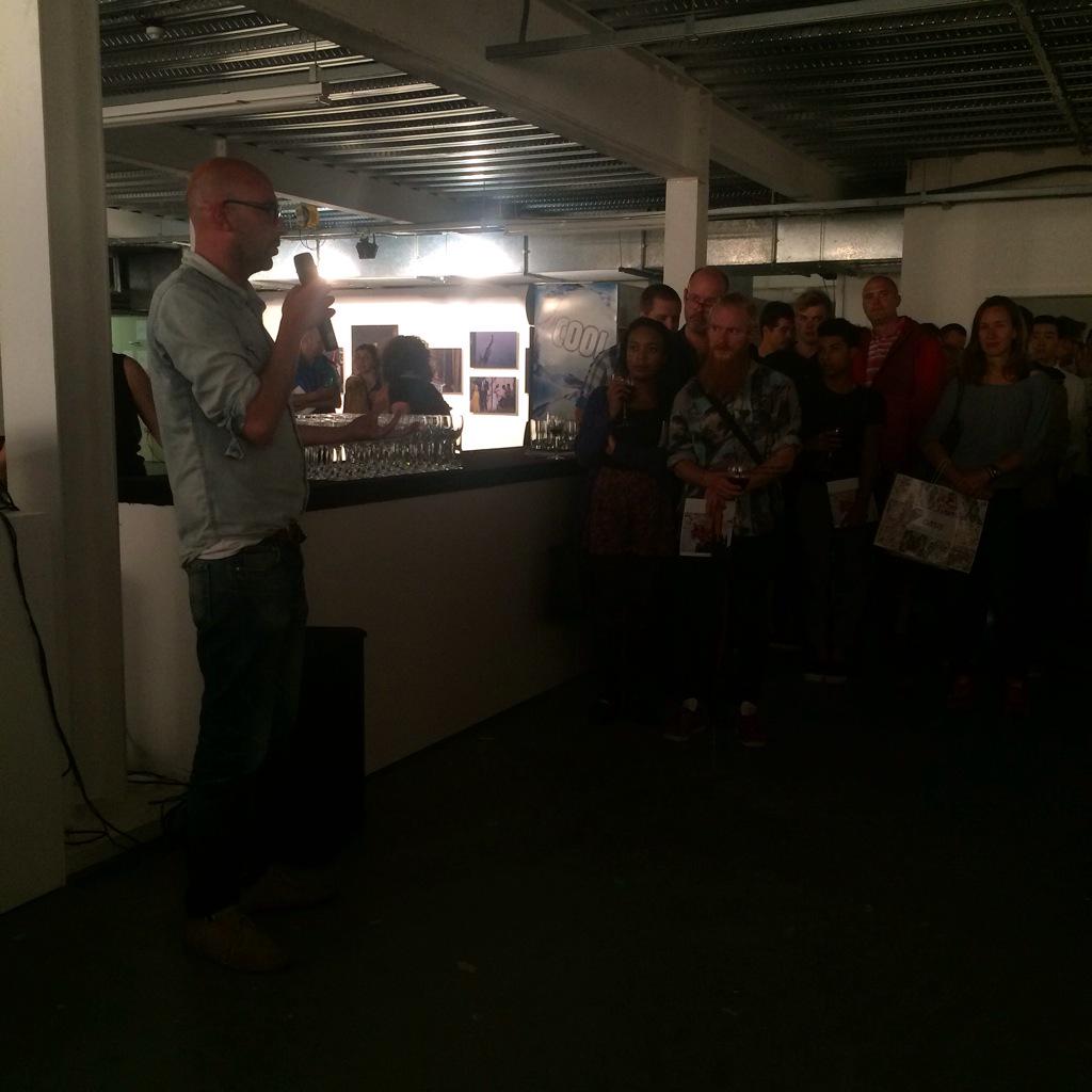 InOurTime15's tweet photo. Course leader Ben Edwards and professor Harry Hardie talking at the private view #inourtime15 http://t.co/pJm5VvgEgg