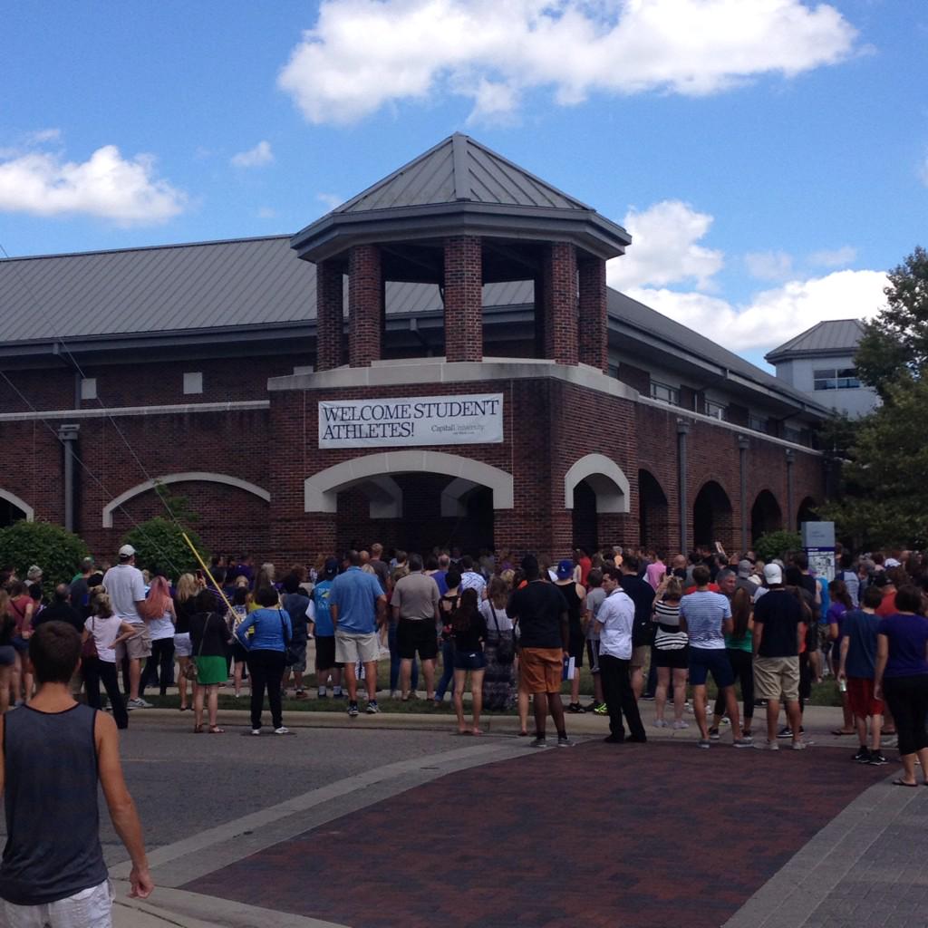 cap_athletics's tweet photo. Welcome as we ring in our new @Capital_U students! RING THAT BELL!! #capfam #MoveToCap15 http://t.co/IH6AwMvS3K