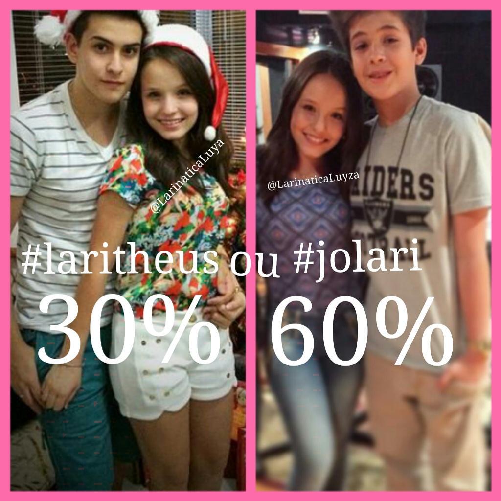 LarinaticaLuyza's tweet photo. #jolari ou #laritheus ?30% votou em #laritheus e 60% votou em #jolari 
e vc vote tbm nos comentários! http://t.co/fff0m749Li