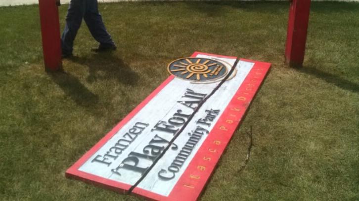 The Franzen Park sign was vandalized. If you have info or ever see a problem in our parks please call 9-1-1. Thanks!