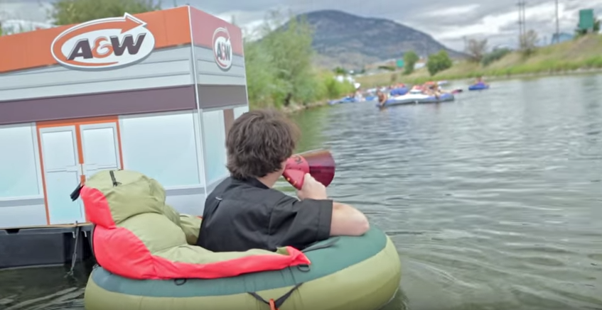 Marketing_Mag's tweet photo. You've heard of a drive thru, but what about a float thru? @AWCanada made it a reality. http://t.co/cfnAWOcVCr http://t.co/JbxI6QfnEG