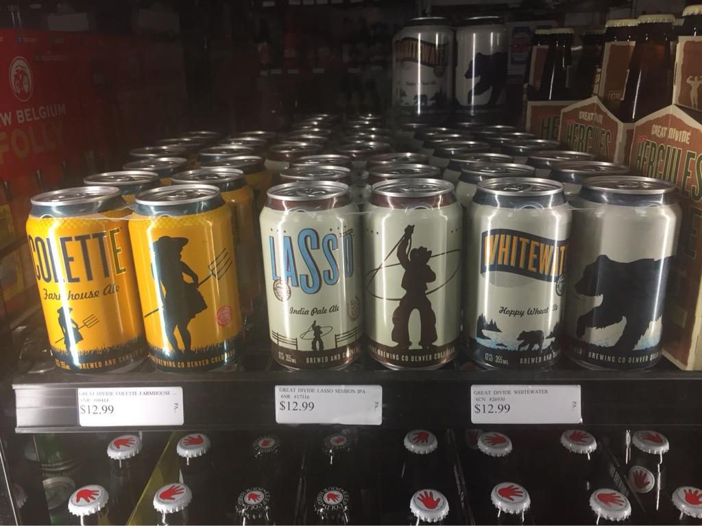 BeerSavor's tweet photo. New @greatdividebrew #boldcharacters cans now available everyday @Beer_at_Kahns Kahns Fine Wines @CavBeer_IN http://t.co/3e3LtYmNVF