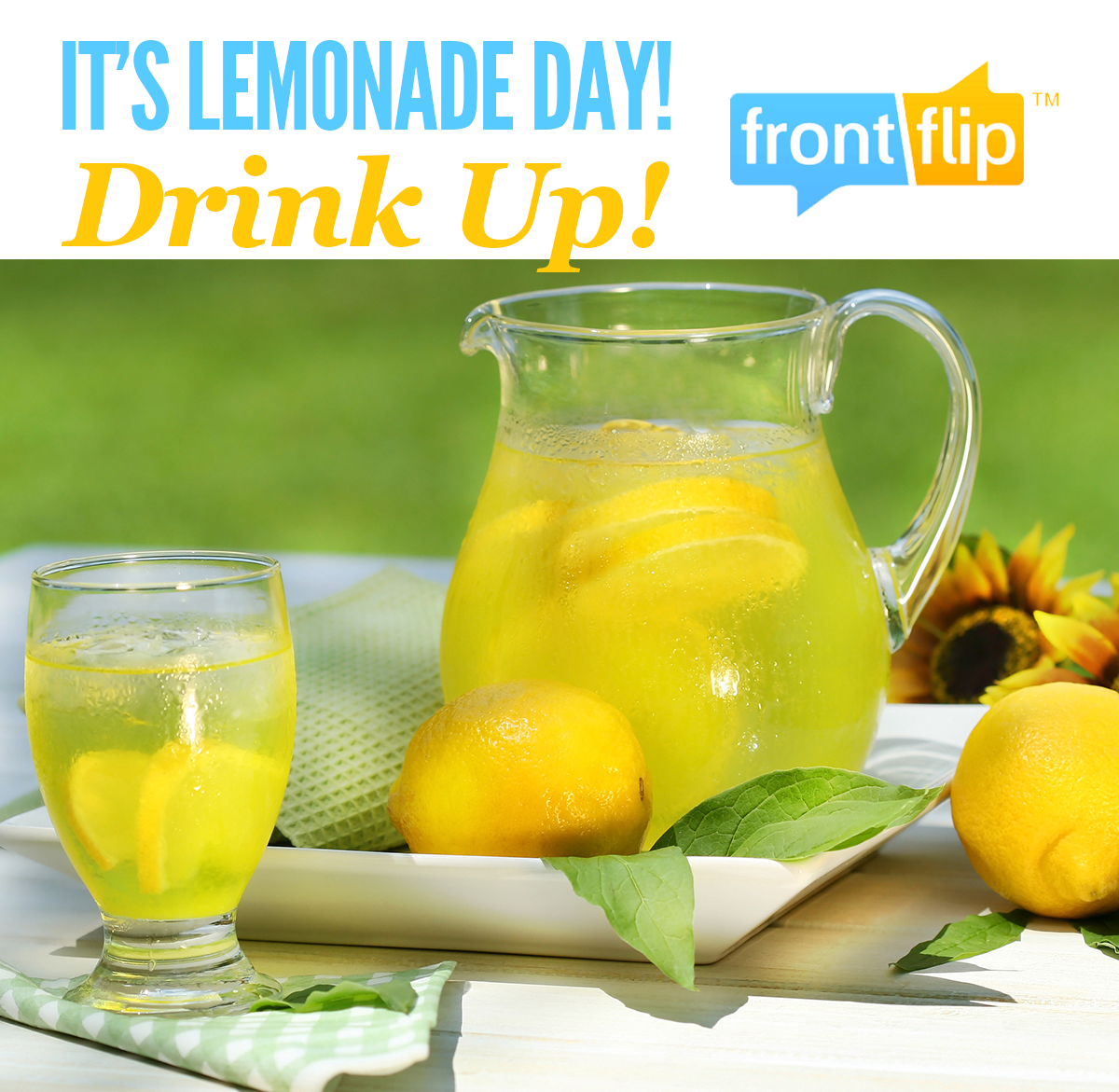 FrontFlip's tweet photo. Mid-August is HOT! Good thing it's #NationalLemonadeDay! Check for deals on Front Flip in your area and drink up! http://t.co/HmLxyO02X2